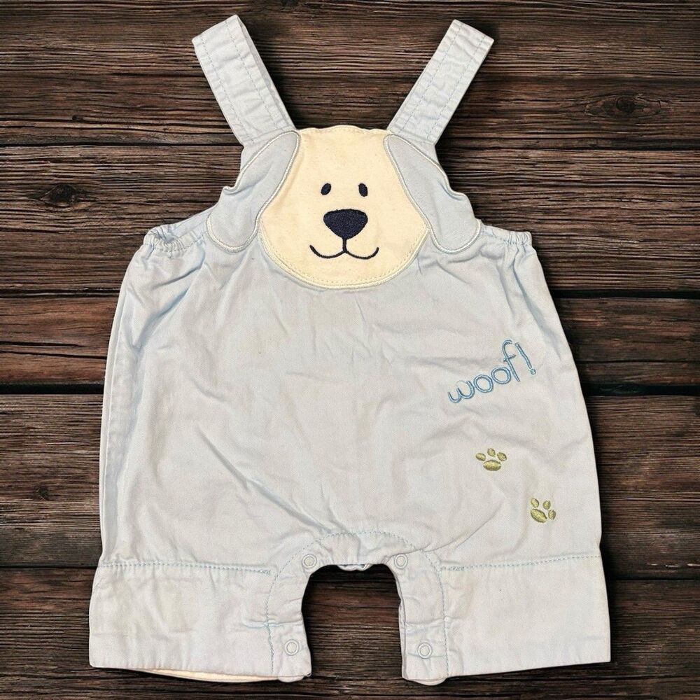 Adorable Blue Dog Face Romper